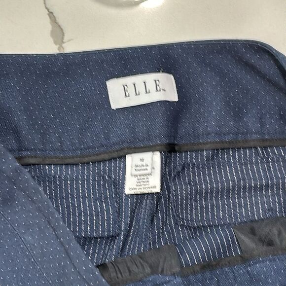 Elle | Navy Blue Women’s Silver Dot Pattern Dress Pants - Picture 12 of 17